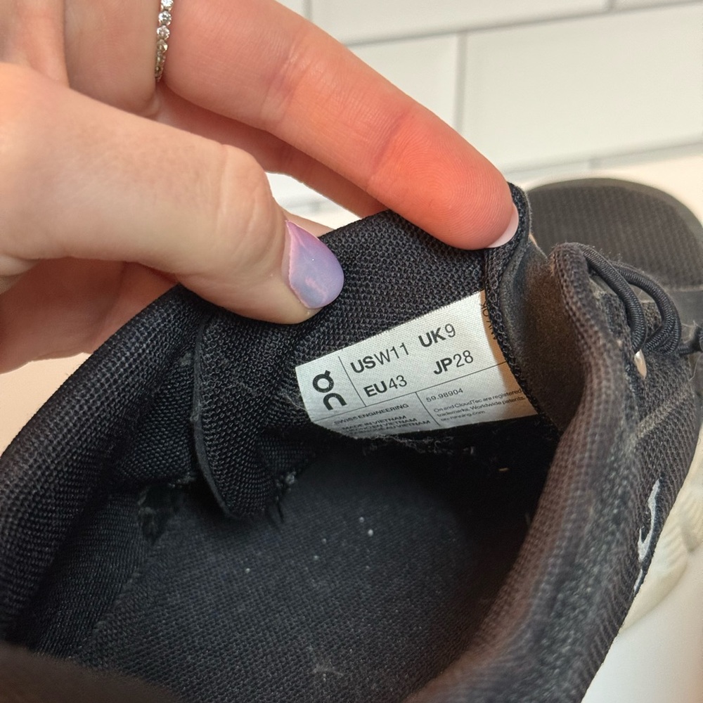 On Running Women’s Black and White Running Shoes - Picture 5 of 6